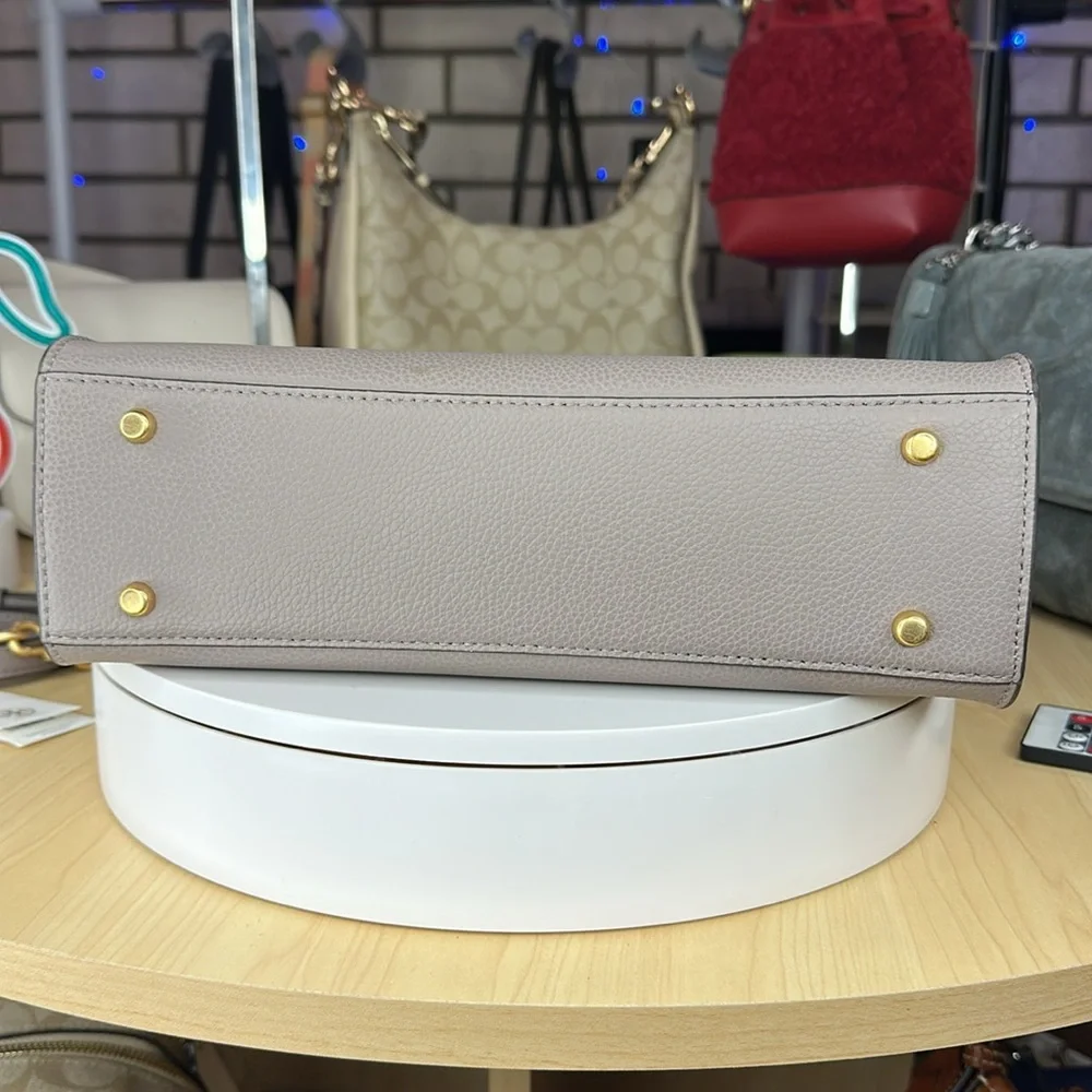 💥TORY BURCH - SMALL WALKER SATCHEL - GREY HERON - AG528 - Picture 12 of 17